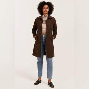 GAP Brown Brushed Poly Lined Coat M Knee Length Classic Fall Winter Jacket